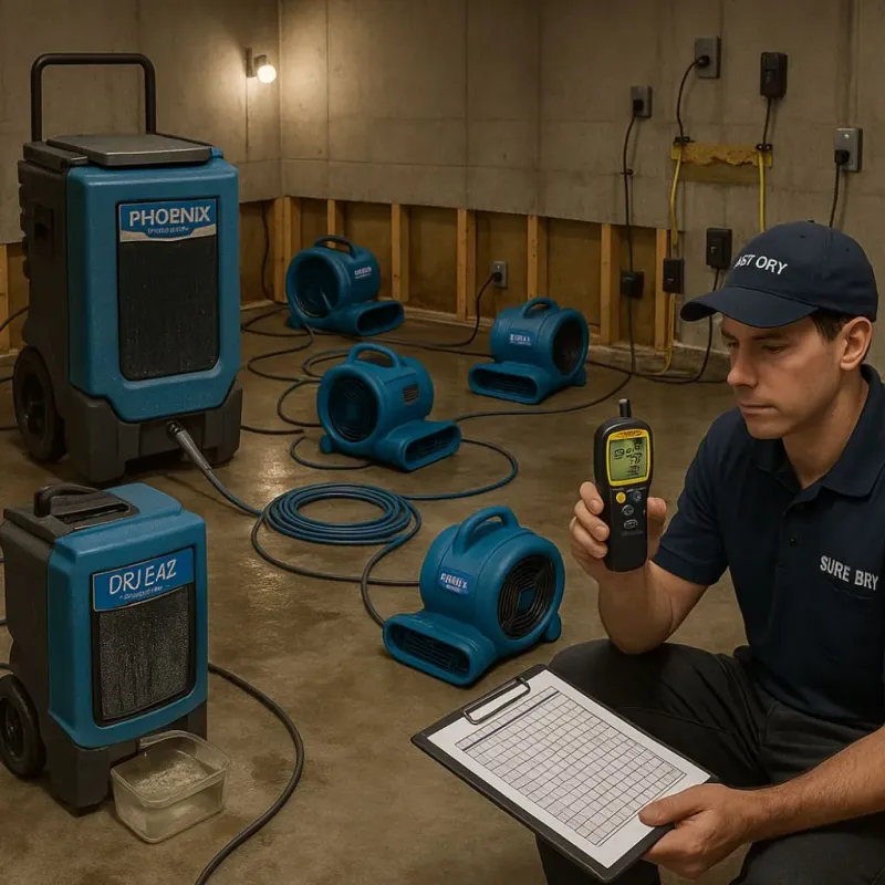 Structural Drying and Dehumidification process in Lyndon, KS
